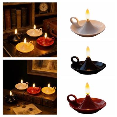 Plastic Material LED Electronic Candle Lamp Festival Atmosphere With Handle Old-Fashioned Retro Sesame Oil Lamp