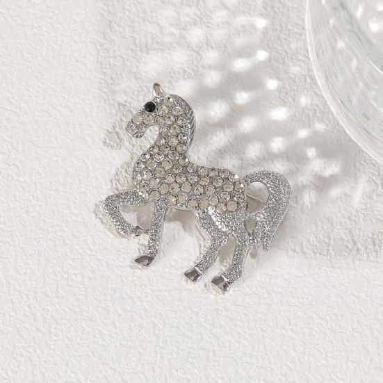 Broșă Pietre Strălucitoare Colorate Încrustate Design Cal Broșă Ac Insignă Rever Guler Costum Accesoriu Elegant
