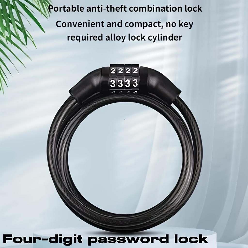 4-Digit Bicycle Password Lock, Anti-Theft Portable Bike Lock, Suitable for Mountain And Road Bikes