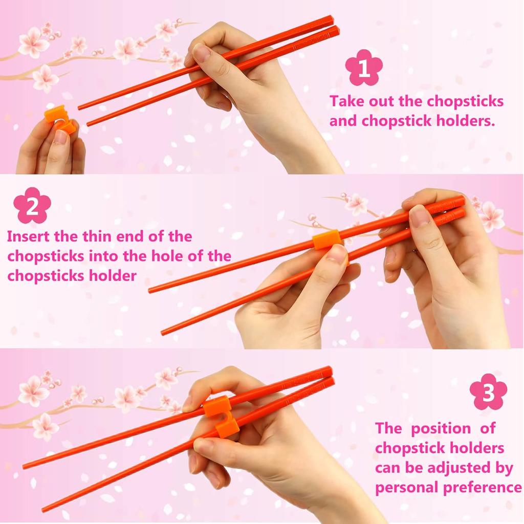 5 Pairs Reble Chopstick Helpers Dishwasher Safe Training Chop sticks Adult Practice Chopsticks Beginners Right Left Handed Chinese Sticks Learning