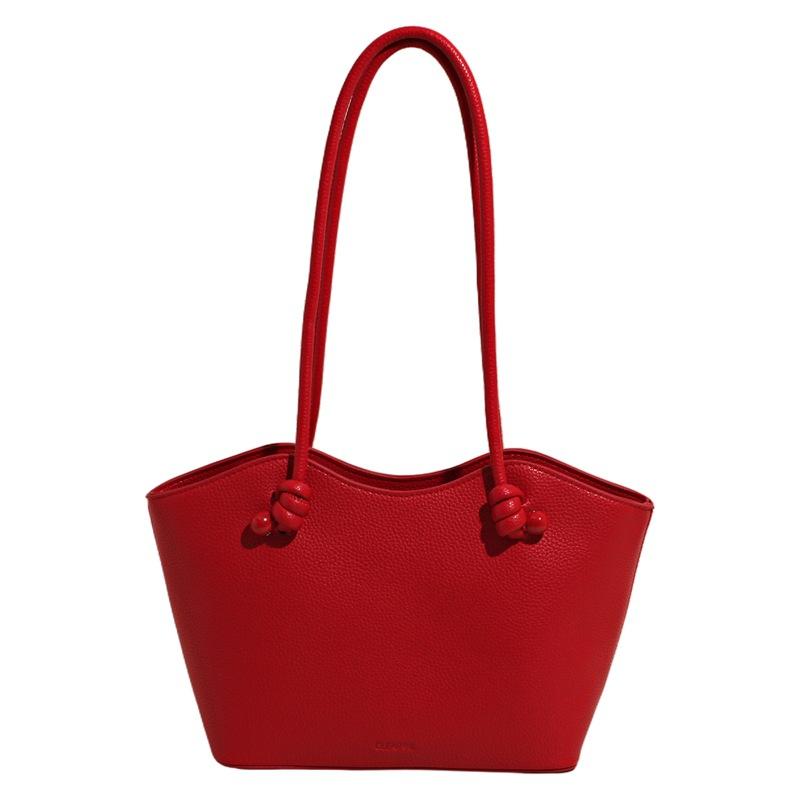 

Модная универсальная сумка-тоут большой вместимости для поездок на работу, женская новая повседневная однотонная сумка на плечо красный