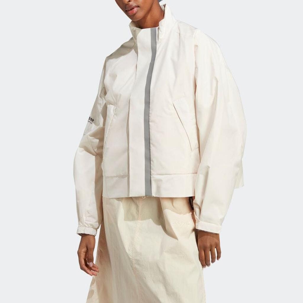 Adidas Originals Trefoil Solid Stand Collar Full Zip Long Sleeve Jacket Women Jackets White IC5446