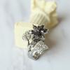 Exquisite Silver Fairy Flower Ring with Sparkling Gemstones