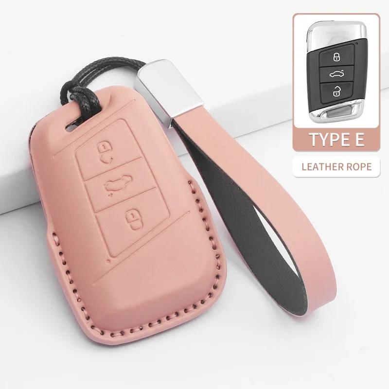 Car Key Cover For VW Volkswagen MK7 Golf 7 Passat Tiguan MK2 For SEAT Ateca Leon FR 2 PU Car Key Protector Shell Accessories