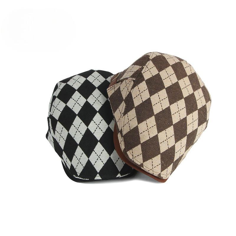 Vintage Argyle Plaid Flat Cap for Men Women British Ivy Cabbie Hat Retro Diamond Checkered Newsboy Cap Adjustable Gatsby Hat