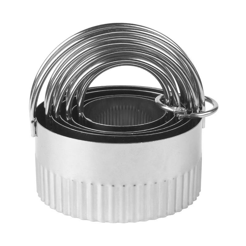 5 Pcs Stainless Steel Baking Cookie Cutters Set With Hanging Basket And Dual Handle Mousse Rings For Cake Biscuit Making