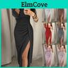 Women Slit Shoulder High Off Bodycon Dress Long Sleeve Dresses