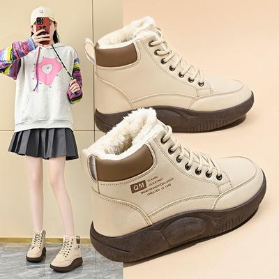 Chaussures montantes d'hiver épaisses et chaudes pour femmes avec chaussures en coton polaire ajouté