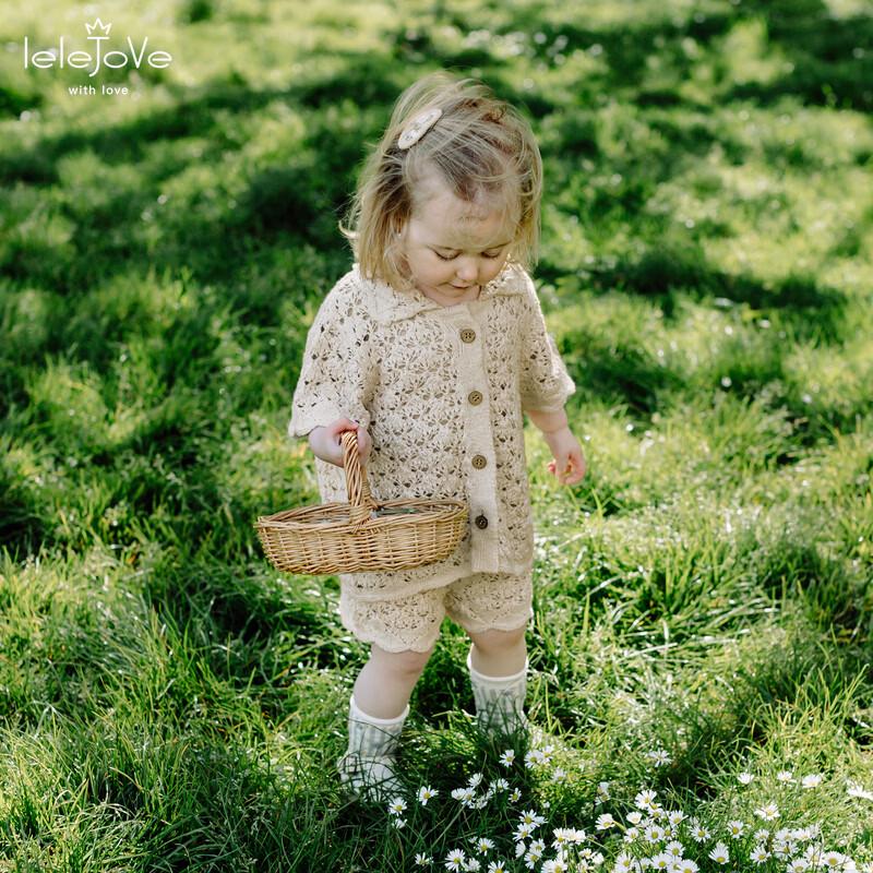 LELE JOVE Baby Girl Nordic Knit Hollow Cardigan