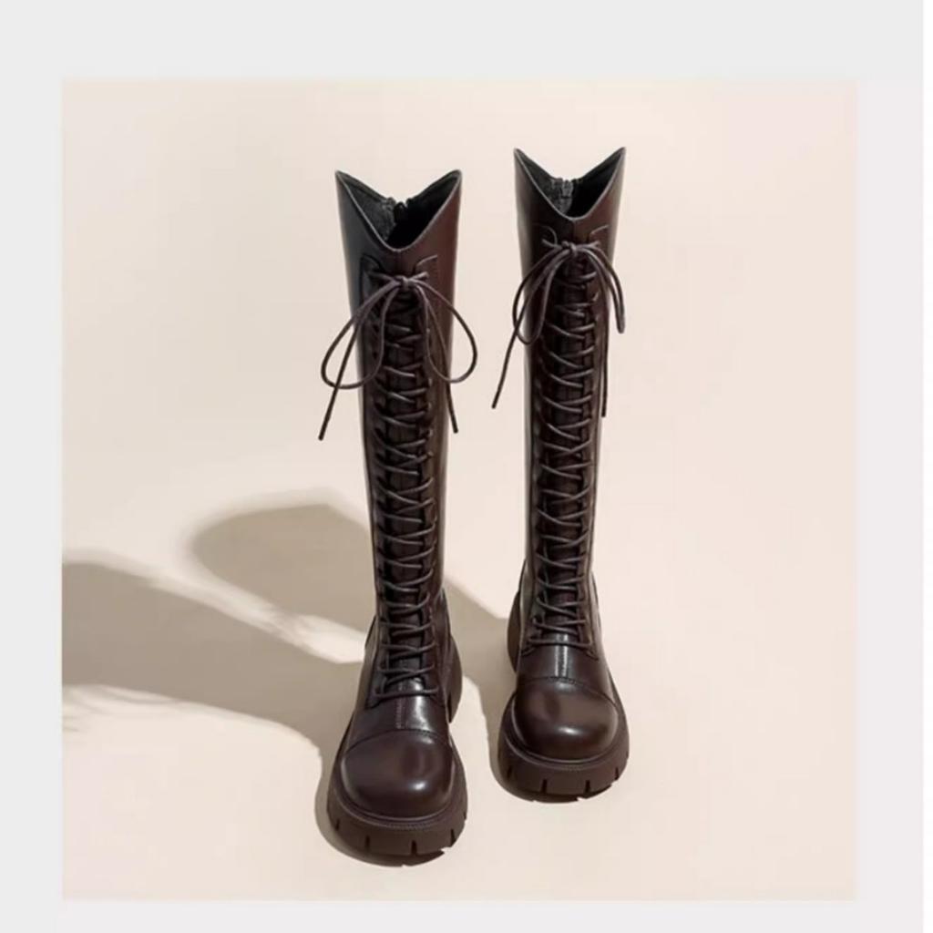 School season boots, small long boots, Martin boots, women's British strap, tall tube 2025 knight autumn and winter new boots