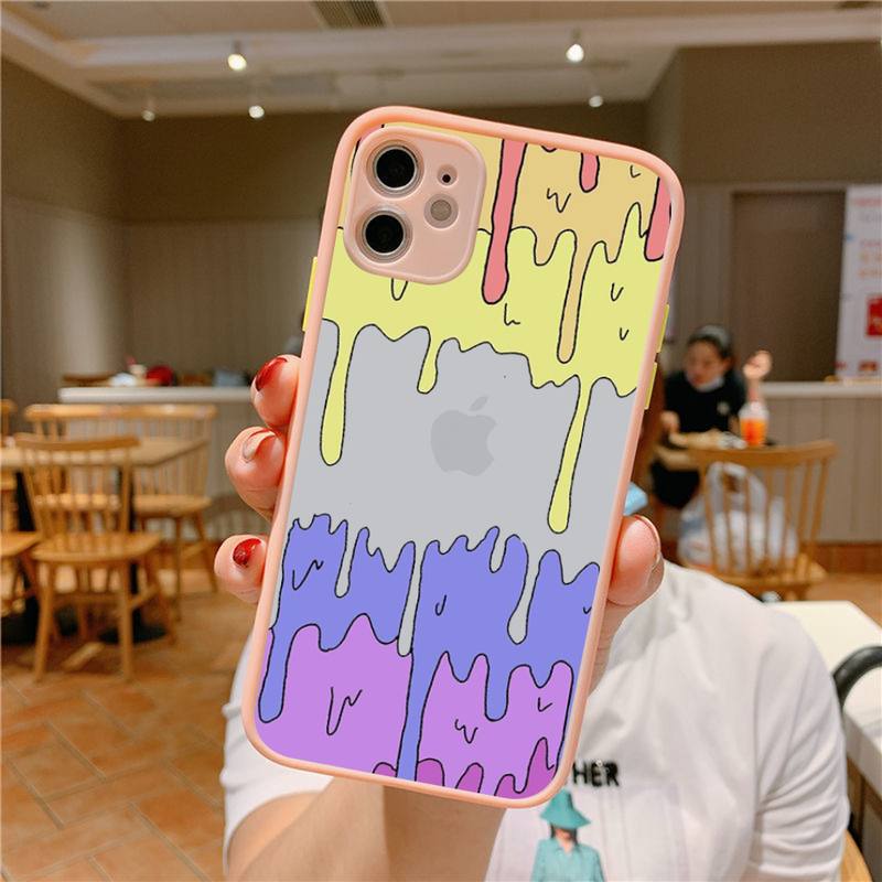 Melted Colorful Painting Phone Case for iPhone X XR XS 7 8 Plus 11 12 13 pro MAX 13mini Translucent Matte Case