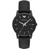 Męski Zegarek Kwarcowy Czarna Tarcza Skórzany 41mm AR1973