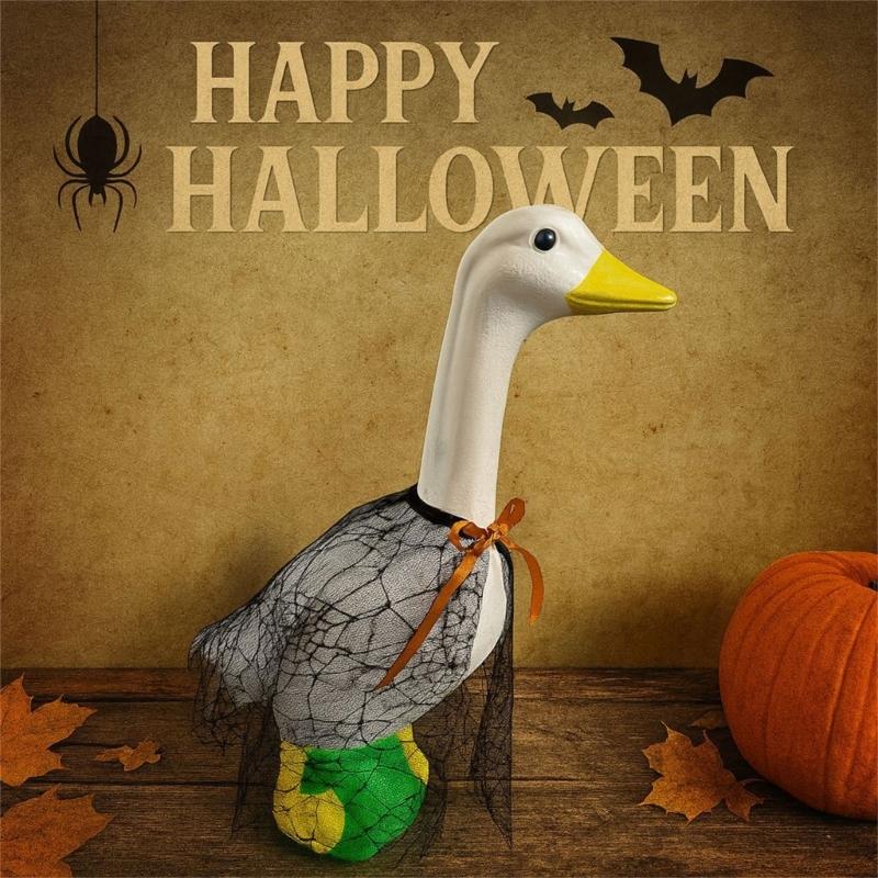 Capricious Halloween Christmas Decoration Geese Feature Spiders Lace Capes Weather Resistant Polyester Homes Accent top sale