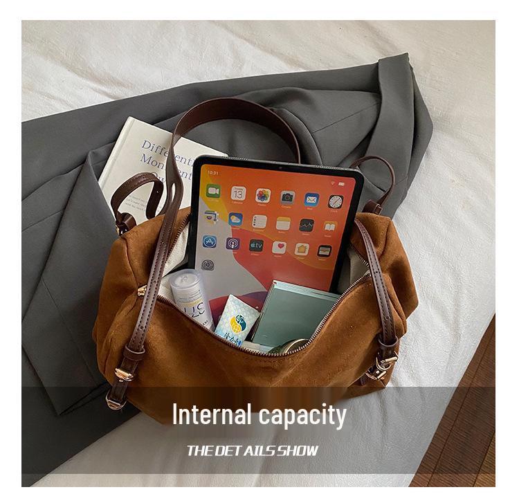 Korean Style High-End Suede Plush Retro Crossbody Bag for 2026 Summer