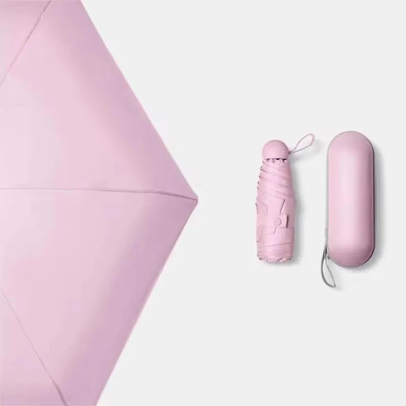 Umbrelă Capsule Umbrelă de soare de culoare solidă mică și portabilă pentru femei și protecție împotriva ploaielor cu dublă utilizare