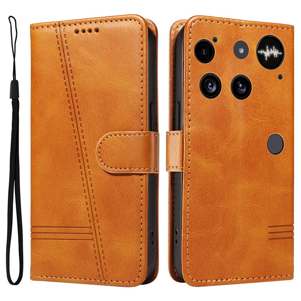 For Nothing Phone (3) 5G Wallet Case T-Shape Lines Leather Phone Cover Stand