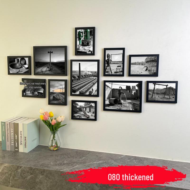 8090 Pitture Murali Retrò in Bianco e Nero per Ristorante & Homestay - Combinazione con Cornice Foto