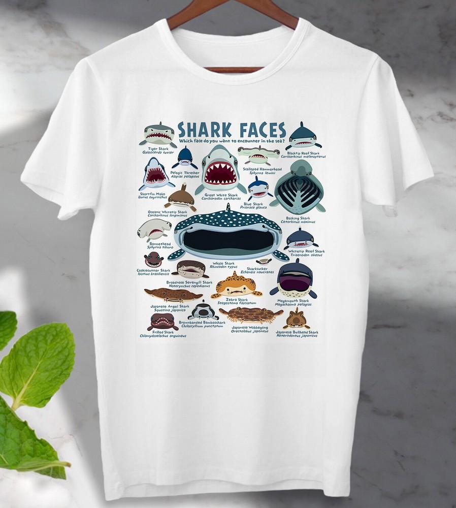 

Shark Faces Sea Life Type Of Shark T shirt Unisex Men s Ladies Top XL