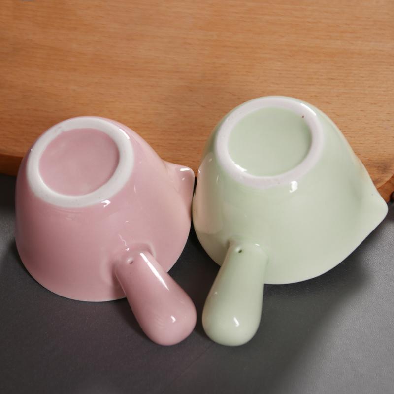 Ceramic Coffee Milk Jar with Handle Small Milk Cup Steak Sauce Cup Milk Spoon Beak Cup Round Sugar Jar 100ml Coffee Utensils