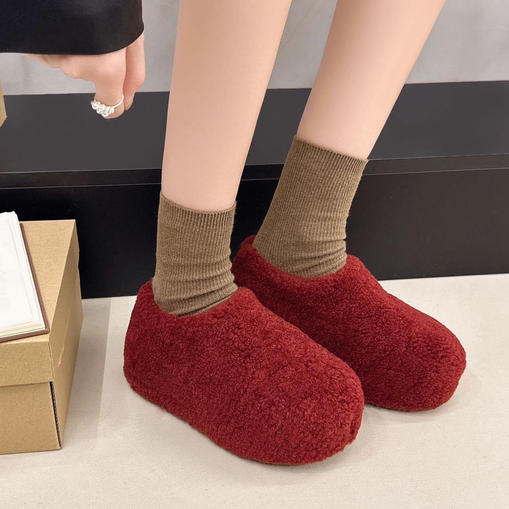 Women's soft elastic thick bottom heightening winter fur one warm cold padded snow boots non-slip wear casual sports cotton boots fur shoes