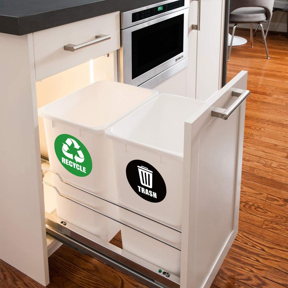Recycling Bin Identification Stickers-LF007 Waterproof Adhesive Labels for Waste Sorting Recyclable Non-Recyclable