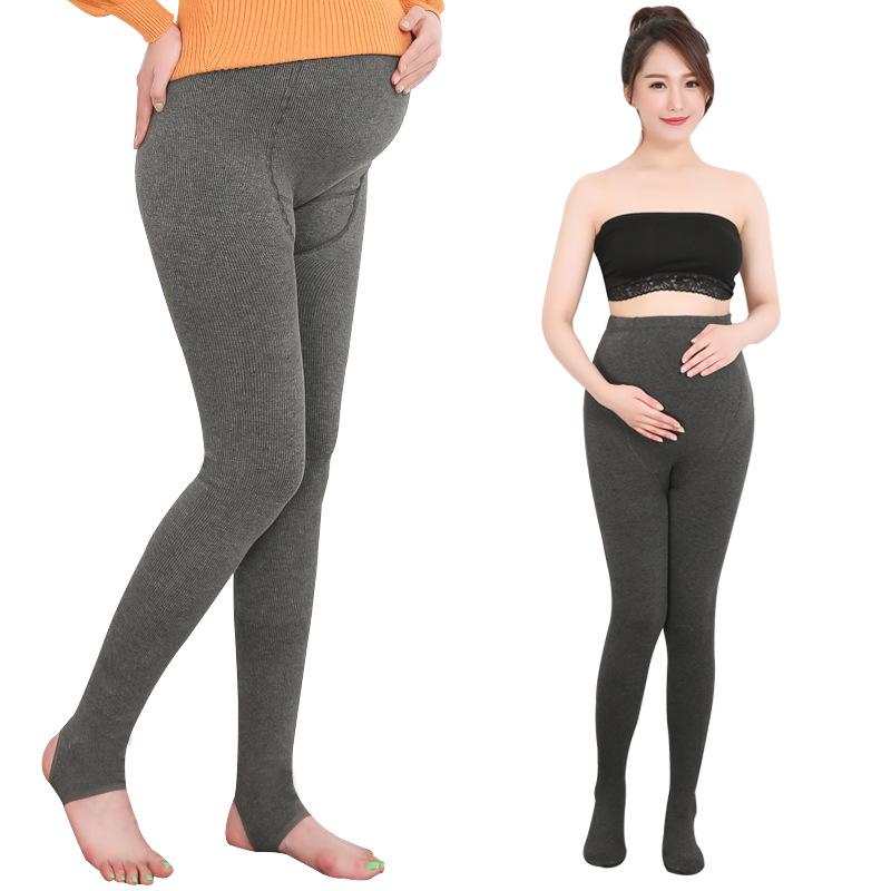 Maternity Fleece Leggings: Cotton Stripe, Supportive Tights for Spring/Autumn
