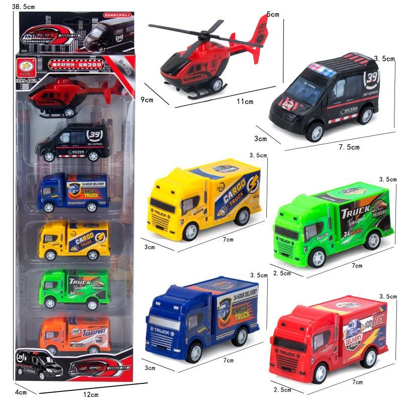 4Pcs/Set Small Rebound Truck For Children Pull Back Ladder Fire Fighting Toy Car Model Educational Cars Kids Toy