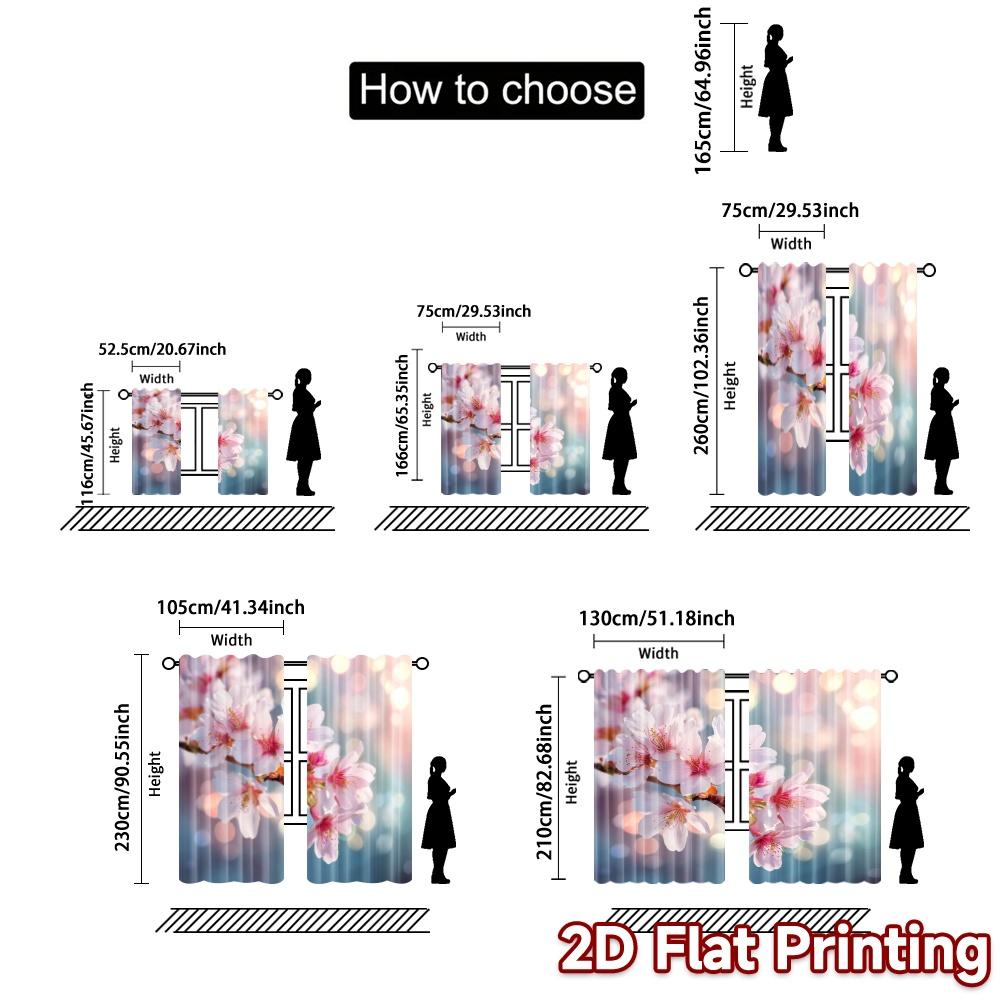Flat Printing Curtains Without Rod Cherry Bliss Chic Print Polyester Decorations Use Set Of 2 Made