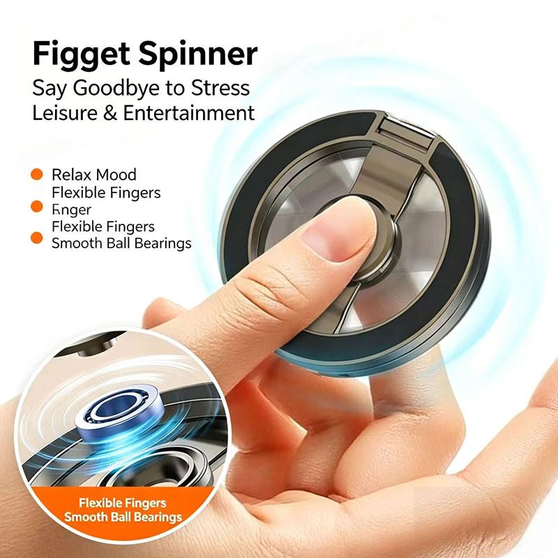 Magnetic Fidget Spinner Phone Ring Holder Dual-Sided Magnet for MagSafe 360° Rotation Grip Stand Stress Relief Foldable 5