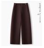 Women's Khaki High-Waisted Cropped Wide-Leg Pants - Petite, Spring/Autumn 2026