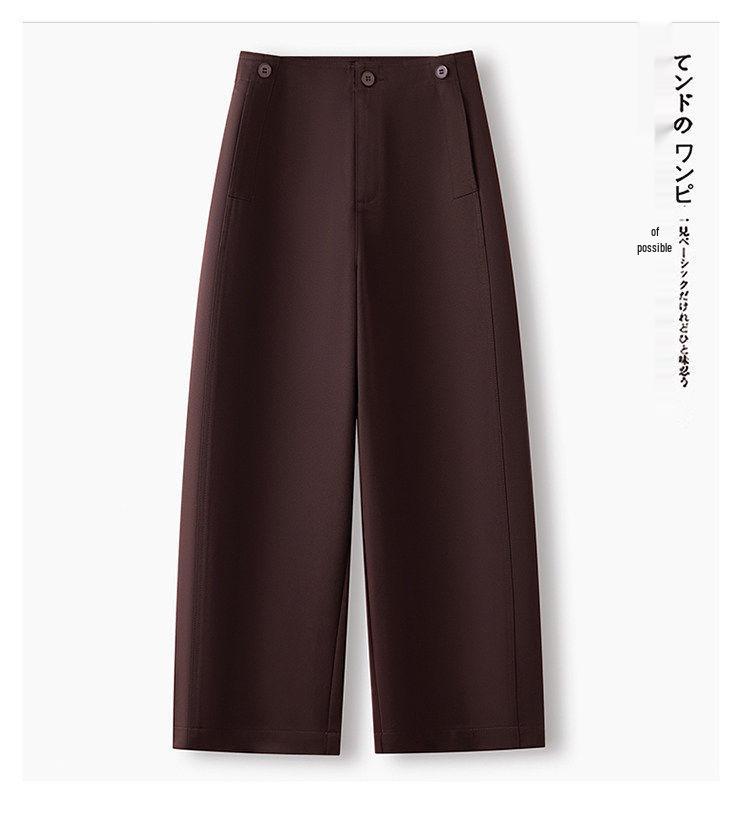 Women's Khaki High-Waisted Cropped Wide-Leg Pants - Petite, Spring/Autumn 2026