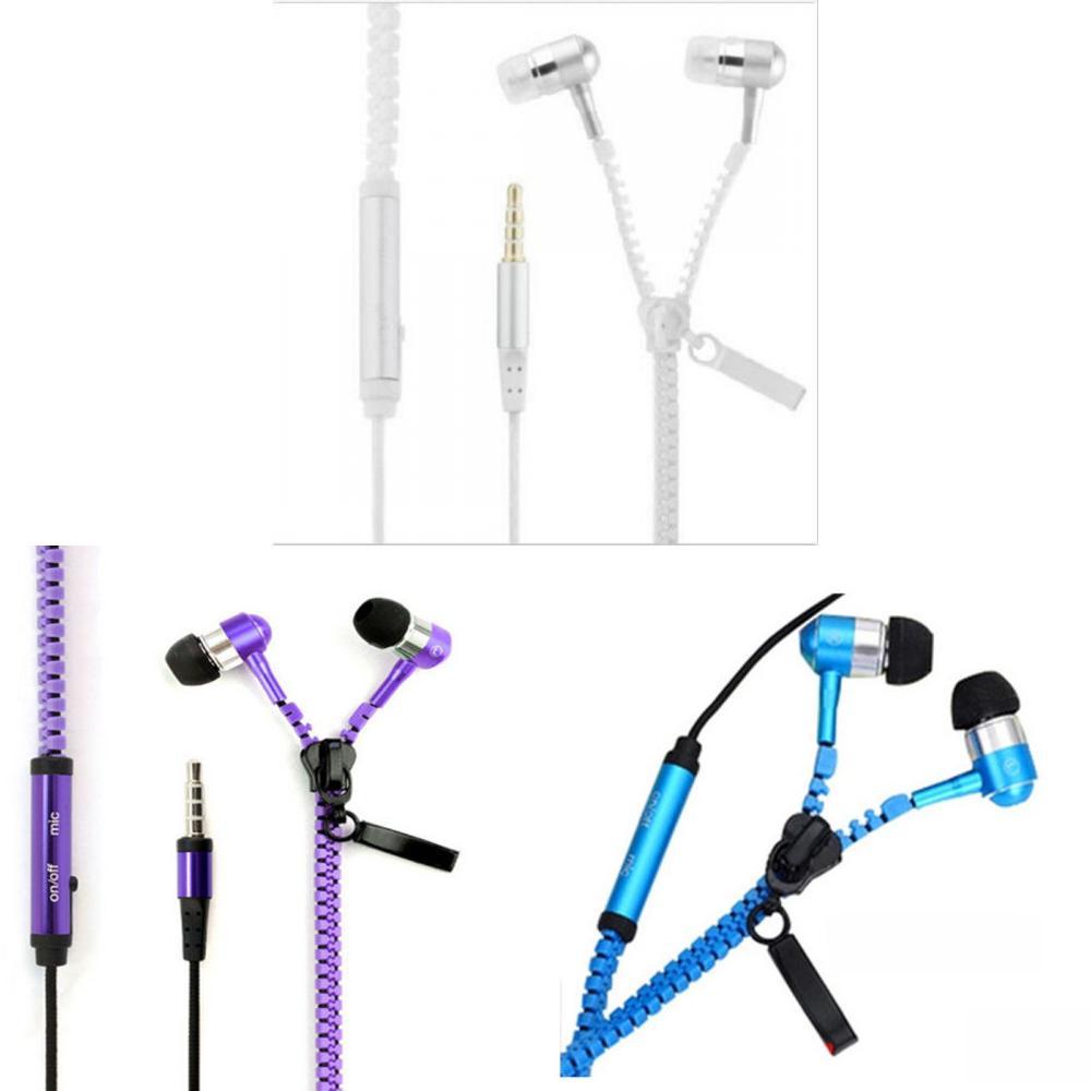 Metall-Reißverschluss-Ohrhörer mit Mikrofon für Handy-Hören und Anrufsteuerung