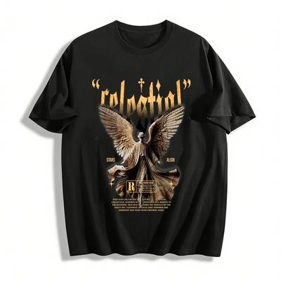 Himmelsk Ängel Staty Tryck T-shirt Street Style Unisex Topp Ren bomulls T-shirt
