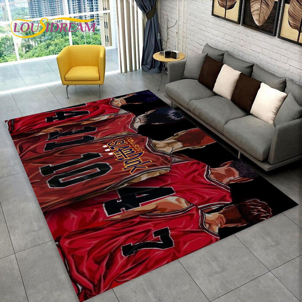 Tappeto Area Slam Dunk Anime Cartone Animato Giapponese, Tappeto per Soggiorno Camera da Letto Divano Zerbino Decorazione, Tappetino Antiscivolo per Bambini