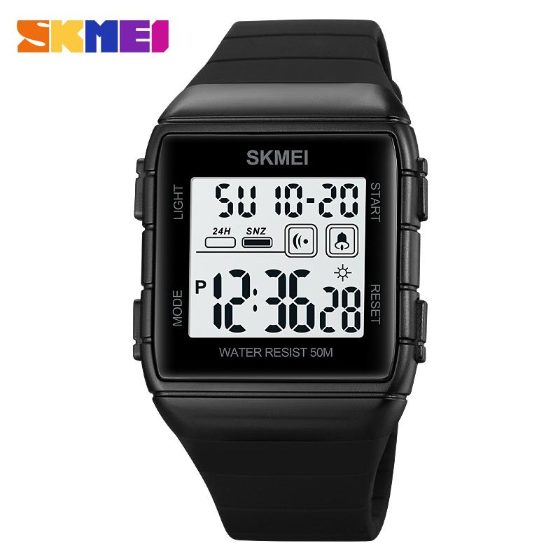 SKMEI 1960 Erkek Dijital Mekanizmalı Spor Saati Askeri Öğrenci Geri Sayım Alarm Saati Su Geçirmez LED Işıklı Saat reloj hombre