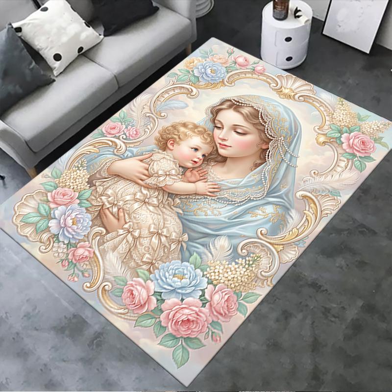 2025 New Virgin Mary Carpet Rug for Living Room Bedroom Home Sofa Decoration,Kids Play Non-slip Floor Mat
