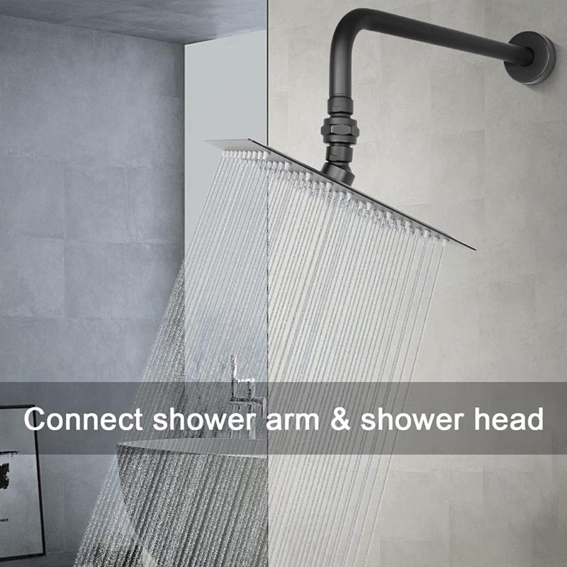 Adjustable Shower Arm Connector Brass Shower Head Swivel Ball Adapter enhances Durability & Rusts Resistance for Bathroom