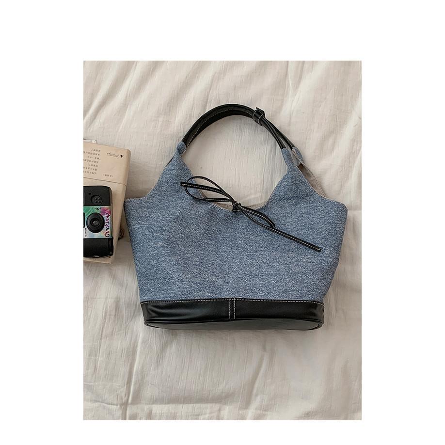 IELGY Korean Denim Canvas Bag Summer Fashion Armpit Order Shoulder Large Capacity Tote Bag