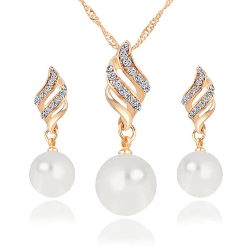 Chic Rhinestone Zircon Jewelry Set: Necklace, Earrings, Ring & Watch for Women