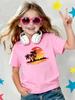 Kids Crew Neck Short Sleeve T Shirt Sunset Beach Palm Tree Island Print Boys Girls Summer Vacation Casual Tee Tops