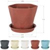 5.7Inch Plastic Flower Pots for Indoor Outdoor Planters with Drainage Tray Hexagon Design,Breathable Bottom,Lightweight for Balcony,Garden,Home