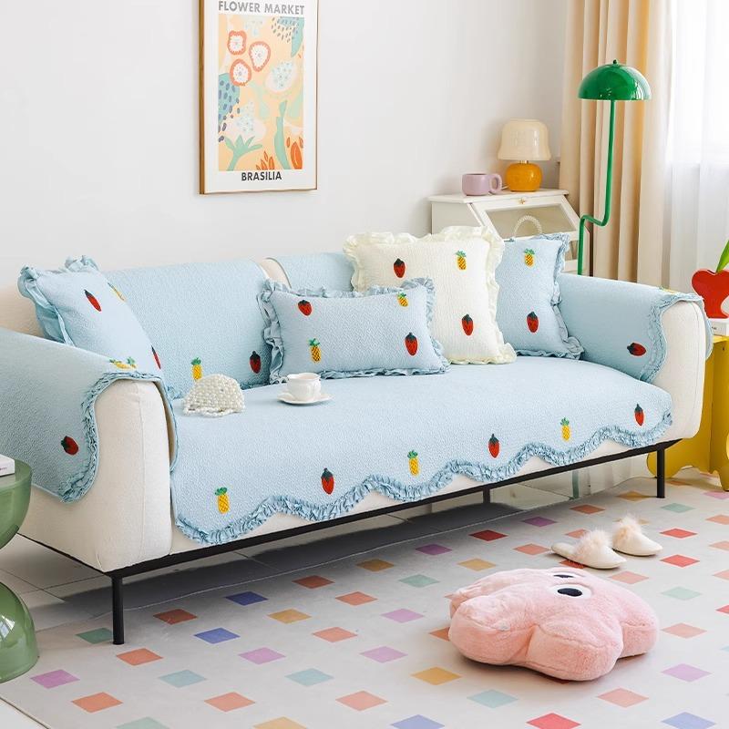 

Хлопковая подушка для дивана, простой современный фруктовый нескользящий чехол-полотенце для комбинированного дивана для гостиной, универсальный для всех сезонов 70*70cm