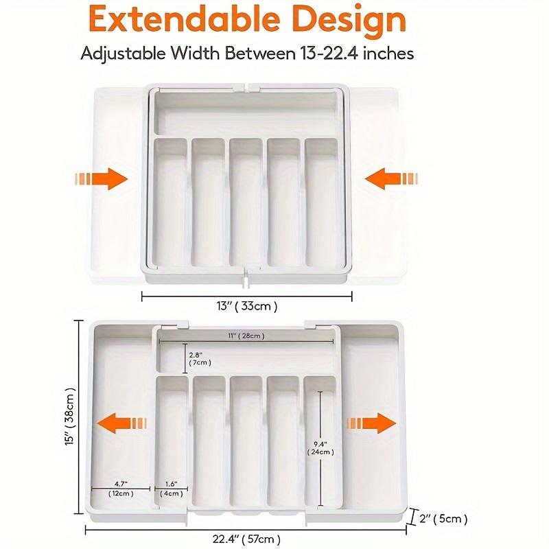 Großer Besteckschubladen-Organizer, Erweiterbarer Utensilien-Einsatz für die Küche, Besteck- und Tafelbesteckhalter, Verstellbare Kunststoffaufbewahrung