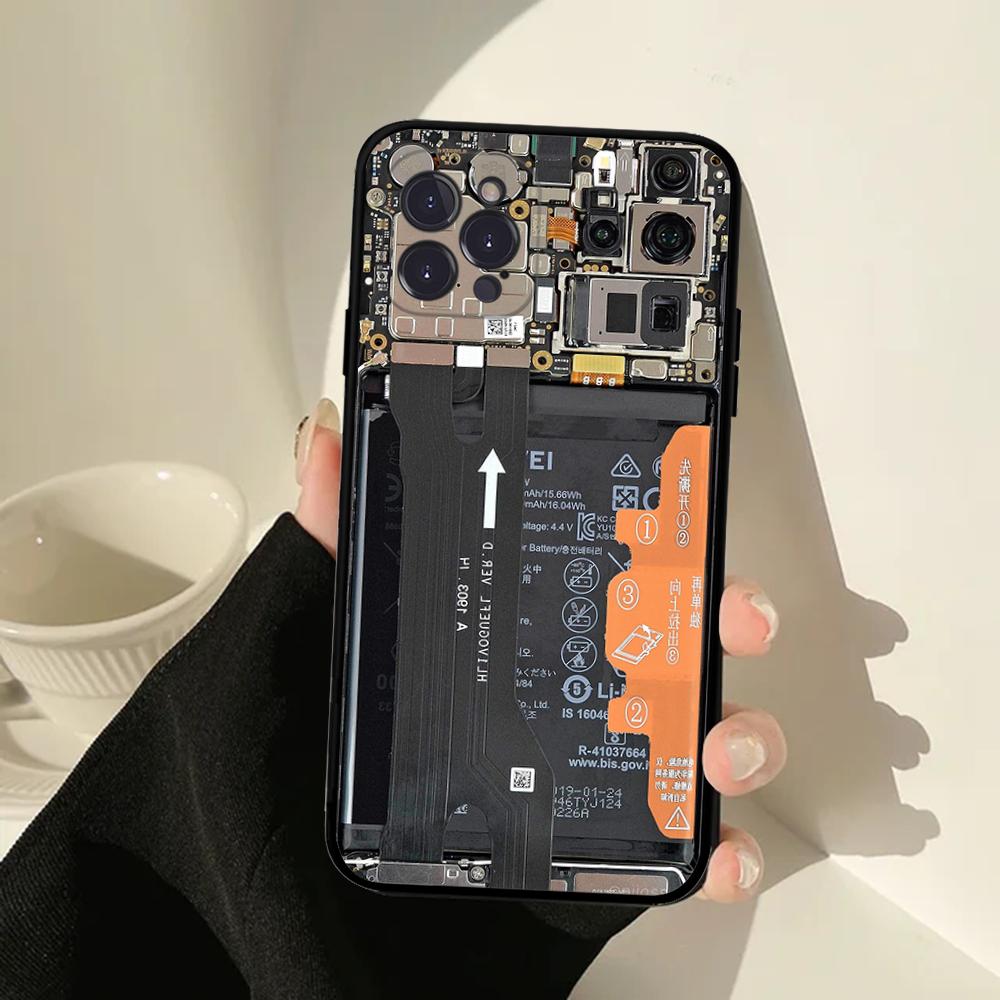 Inside Circuit Board Phone Case For IPhone 16 15 14 11 12 13 Mini Pro XS Max Cover 6 7 8 Plus X Funda Shell