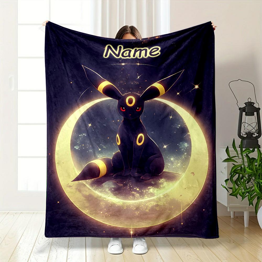 DIY Blanket P0kem0n Umbreon Printed with Name All Seasons for Couch - Super Soft Cozy Blankets for Women, Cute Gifts for Girls