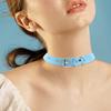 Men Necklace Vintage Punk Style Adjustable Faux Leather Solid Color Bukle Pin Neck Belt Party Club Choker Adult Jewelry