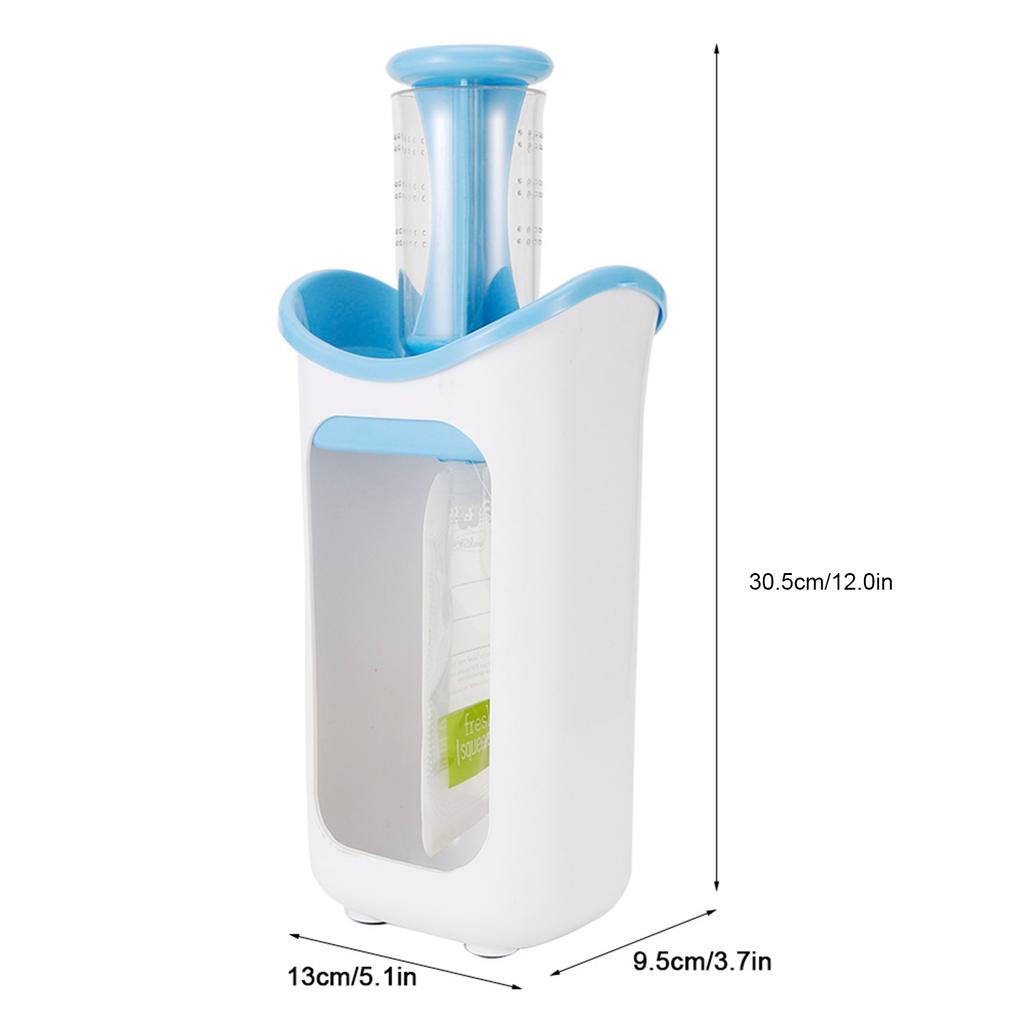 Stazione Spremibottiglie Sistema Pressa & Conserva Spremibottiglie Portatile per Frutta per Bambini Sacchetti Alimentari per Cucina di Casa(blu )