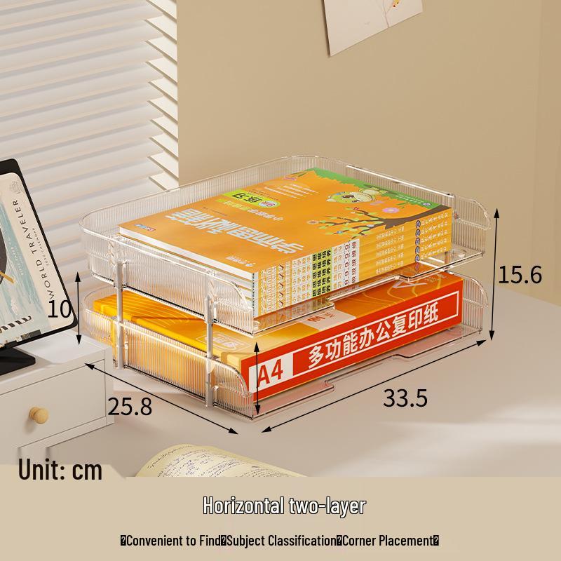 

Transparent Multi-Layer Desk Organizer for Students and Office Documents