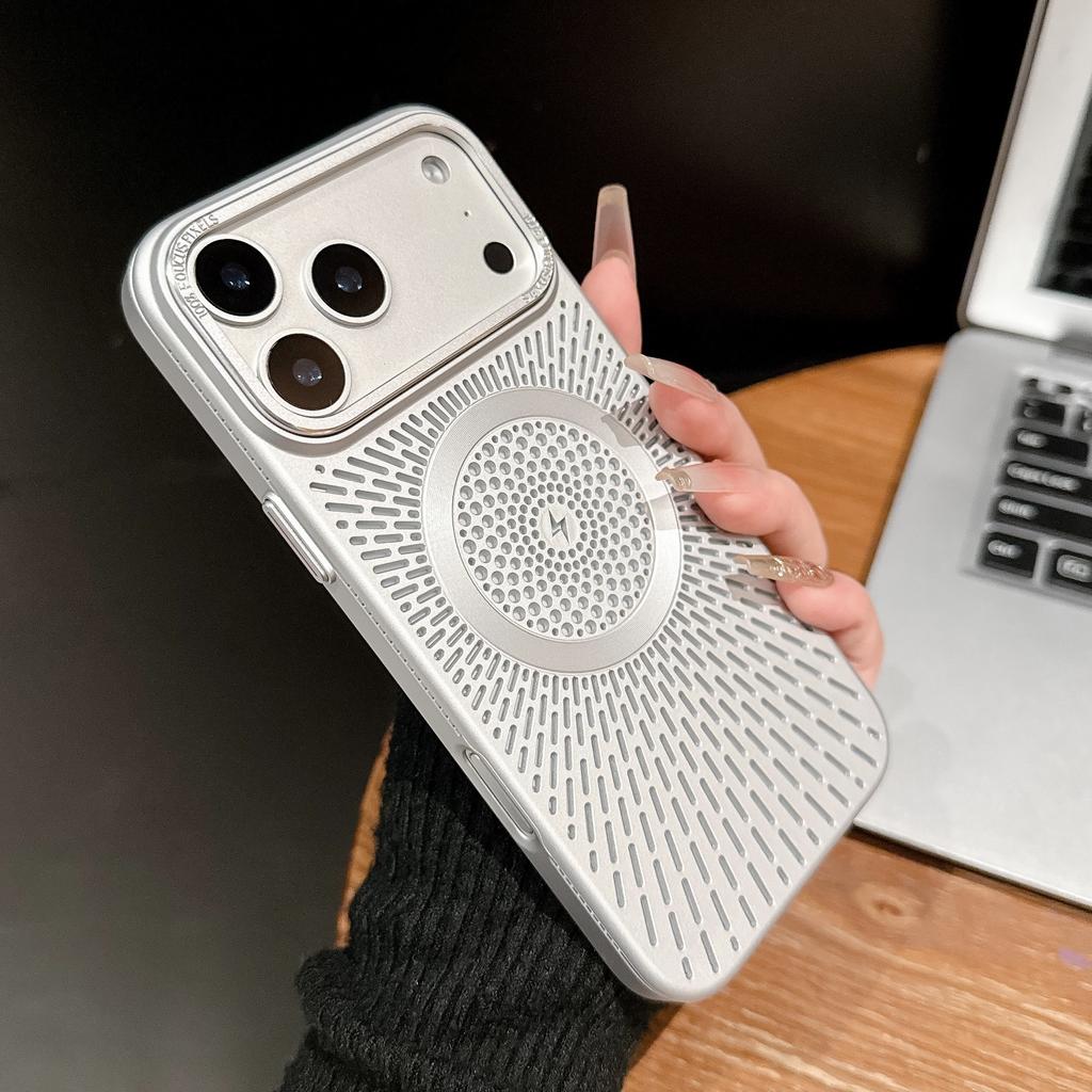 Applicable to iPhone17ProMax Berlin heat dissipation mobile phone case Magnetic suction Apple 16Pro breathable and anti-drop protective case