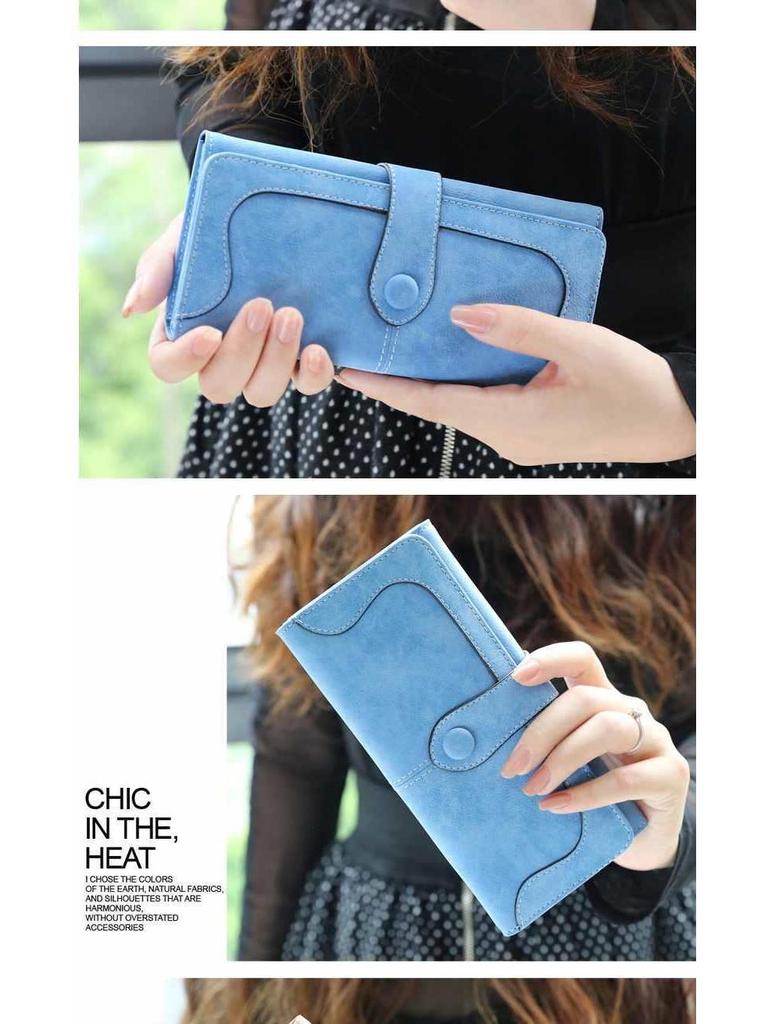 2025 Korean Style Retro Long Zipper Wallet - Women's Frosted Purse & Phone Holder
